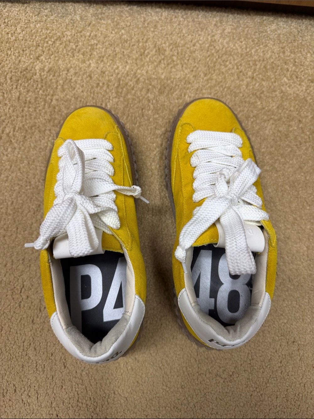 P448 Yellow Suede Lace-Up Sneakers